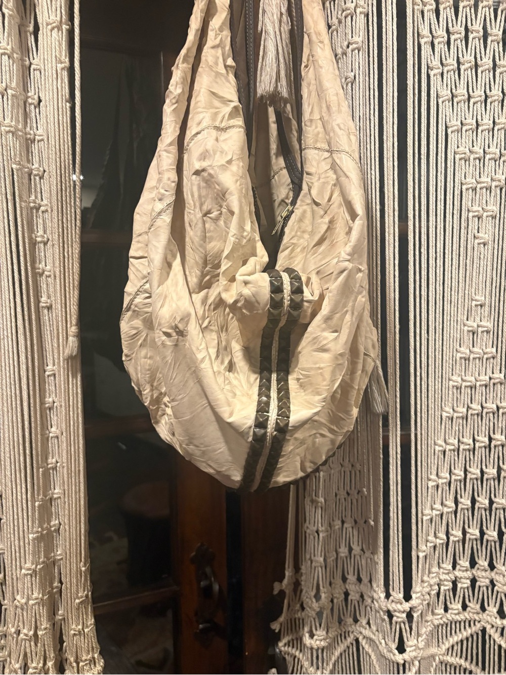 Tylie Malibu Cream Knot-Accent Shoulder Hobo